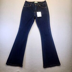 Sky Jeans Women Dark Wash Flare High Rise Denim Blue Wide Leg Size 11 NEW